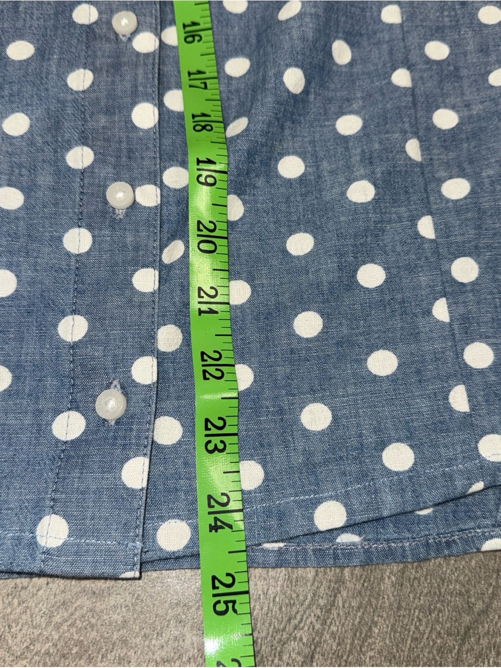 Tommy Hilfiger Shirt M Blue Polka Dot 3/4 Roll Tab Sleeve Button Down *READ - Picture 9 of 10